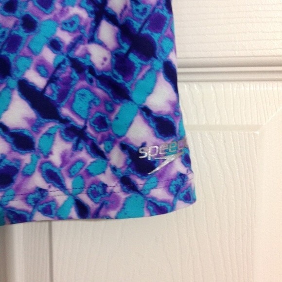 SPEEDO Girl's Size 8 Mermaid Tankini Bikini Top Swim Purple Green Watercolor - Picture 2 of 7